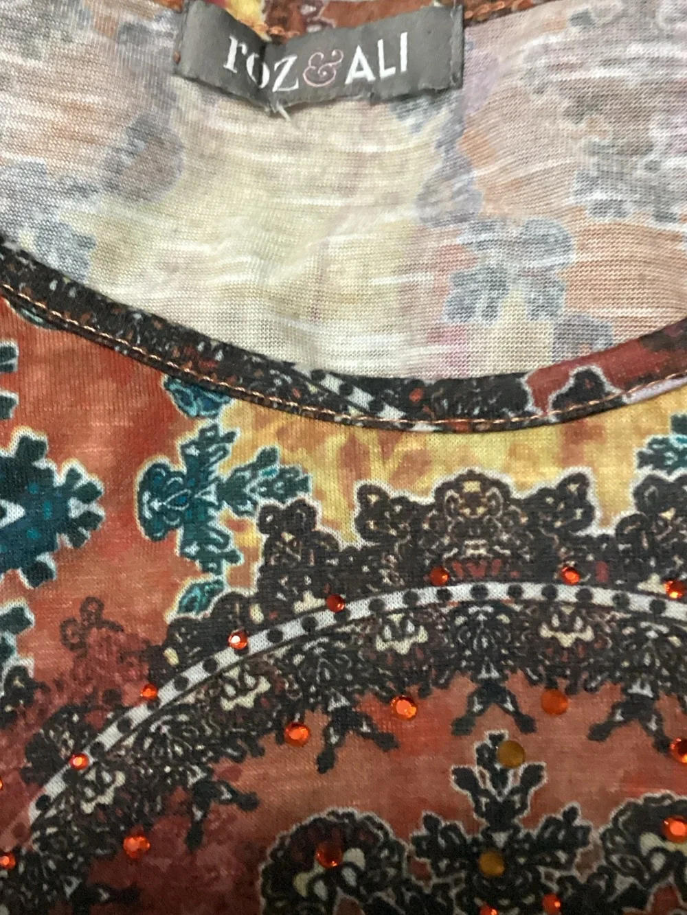 Roz & Ali Multicolor Boho Medallion Tie-Hem Size XL